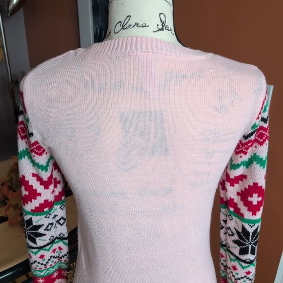 No Boundaries Pink, Sweet Ugly Christmas Sweater Sz S - Picture 6 of 9